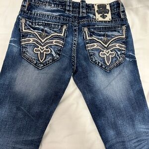 Rock Revival Blue Jeans with Embroidered Pockets